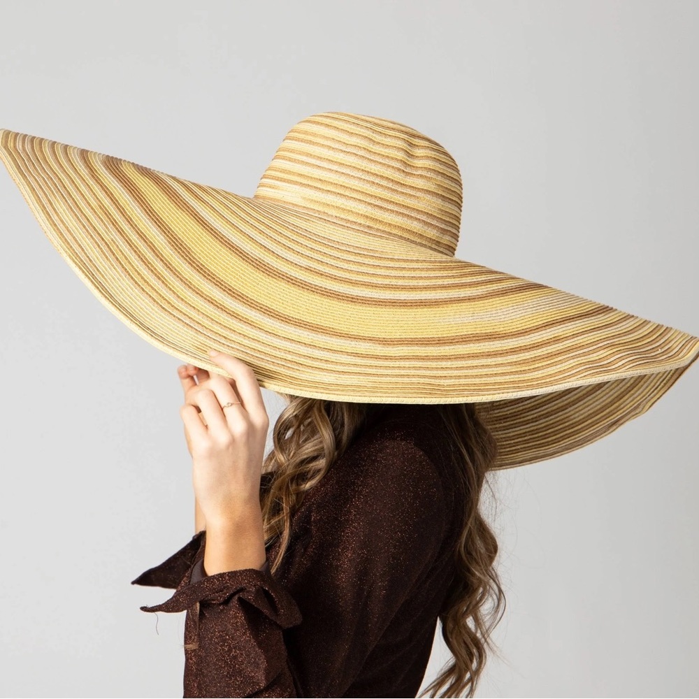 HPπ New San Diego Hat Company Free People Floppy Straw Wide Brim Tan Adjustable - Picture 2 of 9